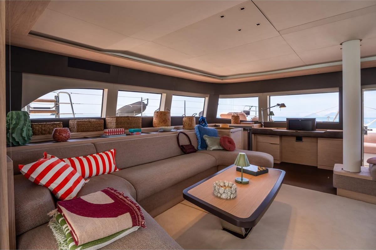Salon of Sailuxe - Gloria, a Lagoon Sixty 5 catamaran at Castellammare del Golfo, Italy