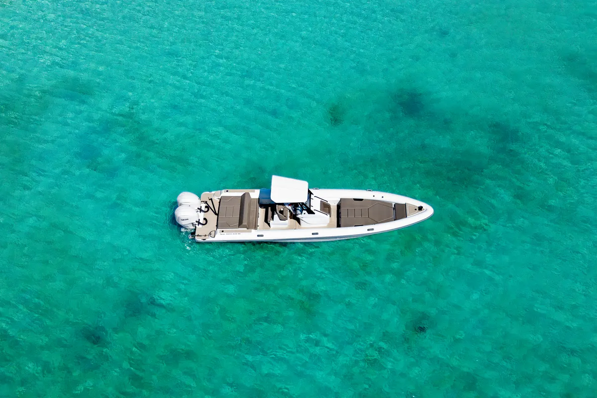 Exterior view of NABOO, a Gulet Rock Marine 36 motorboat at Alyki, Greece