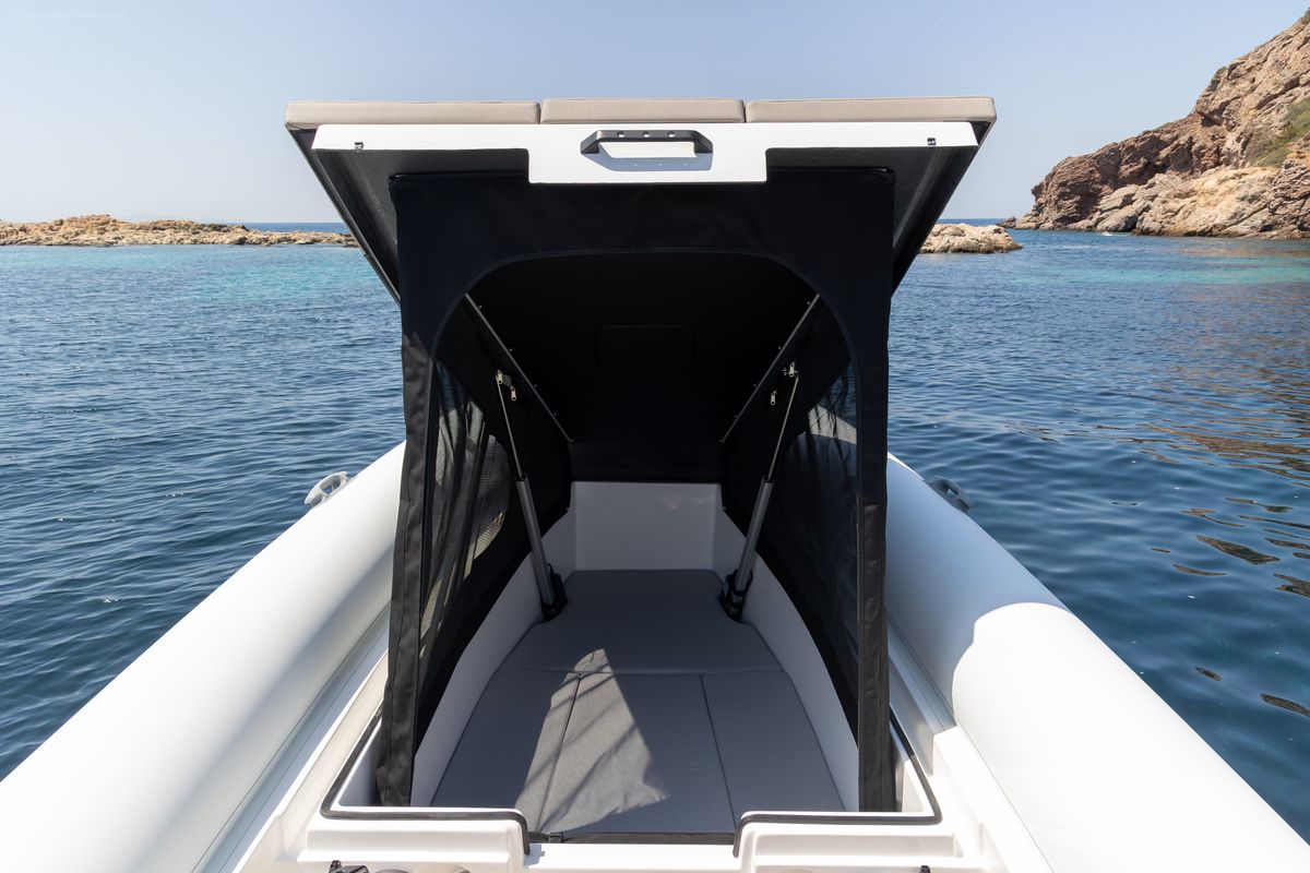 Cockpit of NABOO, a Gulet Rock Marine 36 motorboat at Alyki, Greece