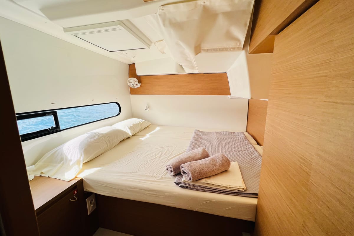 Cabin on ONE Denia CREWED, a Excess 11 catamaran at Dénia, Spain