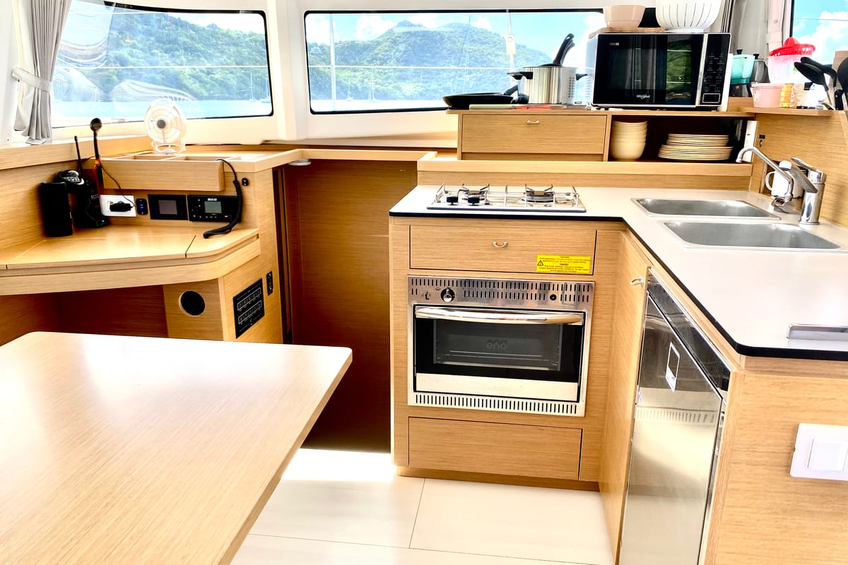 Galley of ONE Denia CREWED, a Excess 11 catamaran at Dénia, Spain