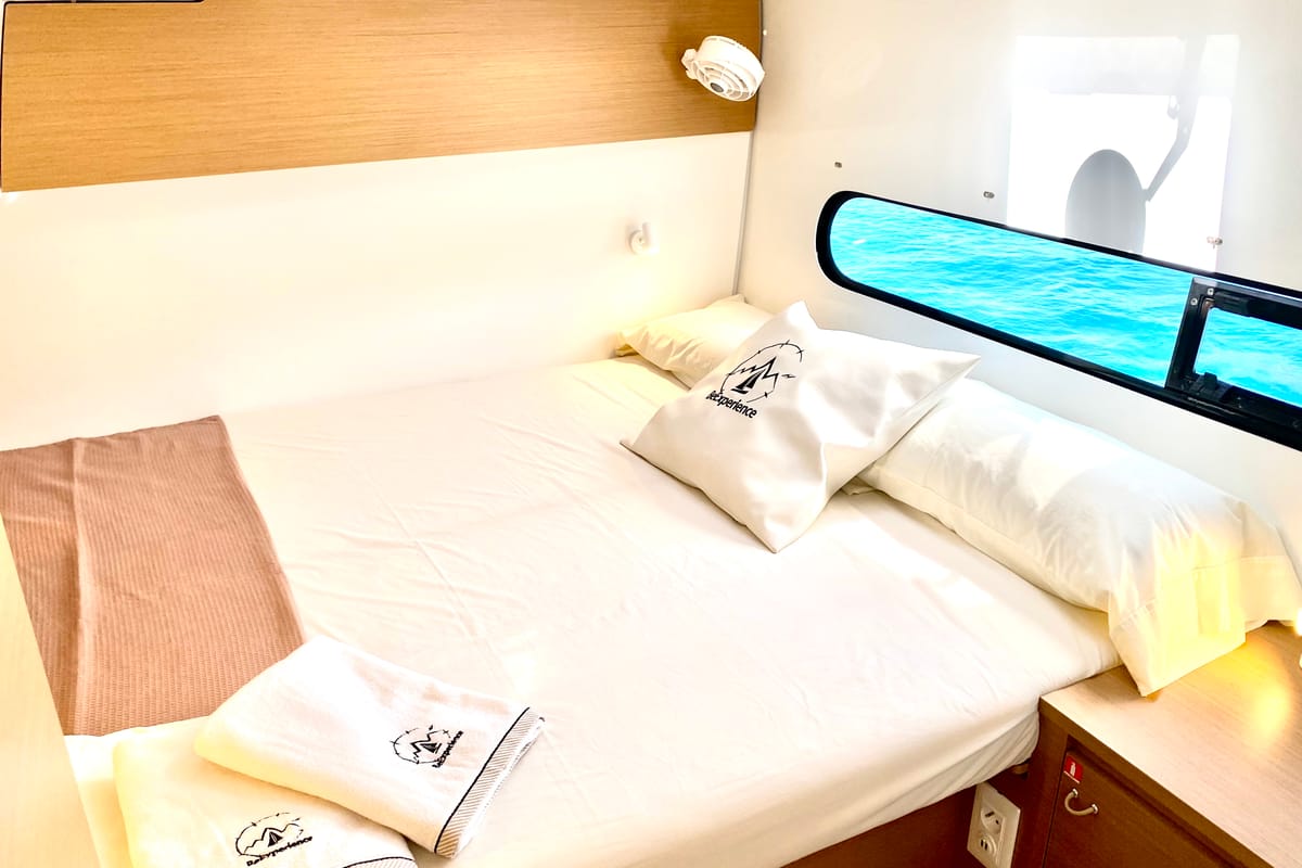 Cabin on ONE Denia CREWED, a Excess 11 catamaran at Dénia, Spain