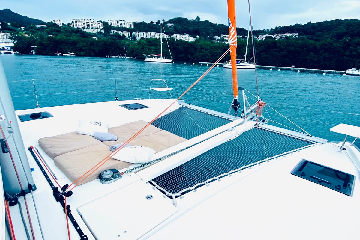Deck of ONE Denia CREWED, a Excess 11 catamaran at Dénia, Spain