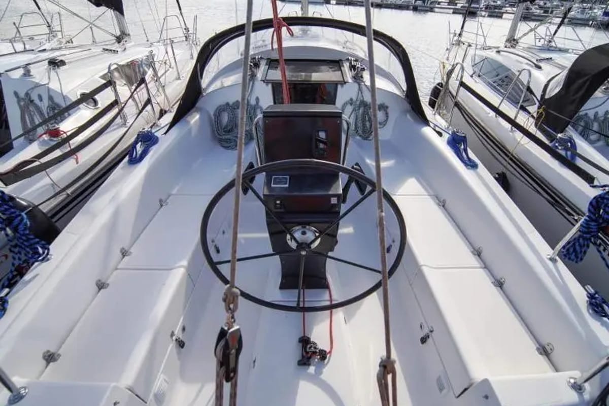 Cockpit of Poganckie Kepy, a Northman Maxus 33.1 RS sailboat at Sztynort, Poland