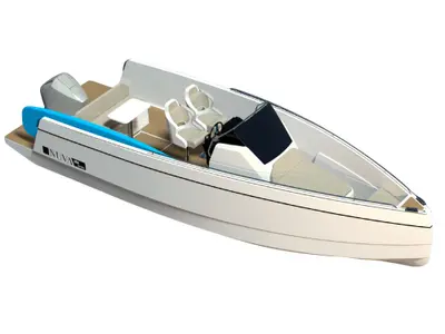 Nuva, a Nuva M8 motorboat at Sitges, Spain