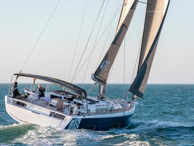 Exterior view of Jeroboam, a Dufour 470 sailboat at Salerno, Italy