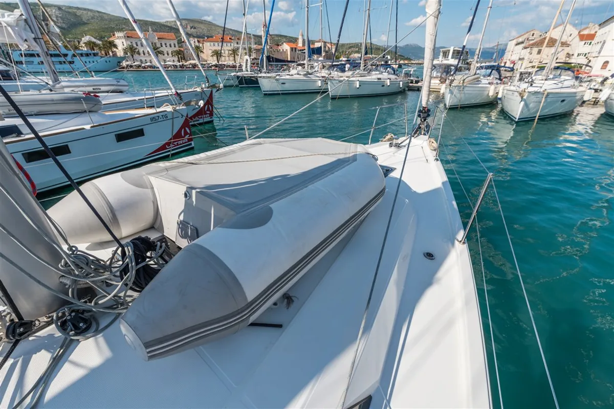 Deck of Sparkling, a Beneteau Oceanis 41.1 sailboat at Split, Croatia