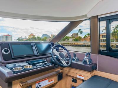 Cockpit of Prestige 460, a Jeanneau Prestige 460 Fly yacht at Grad Pula, Croatia