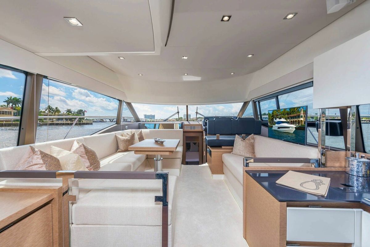 Salon of Prestige 460, a Jeanneau Prestige 460 Fly yacht at Grad Pula, Croatia