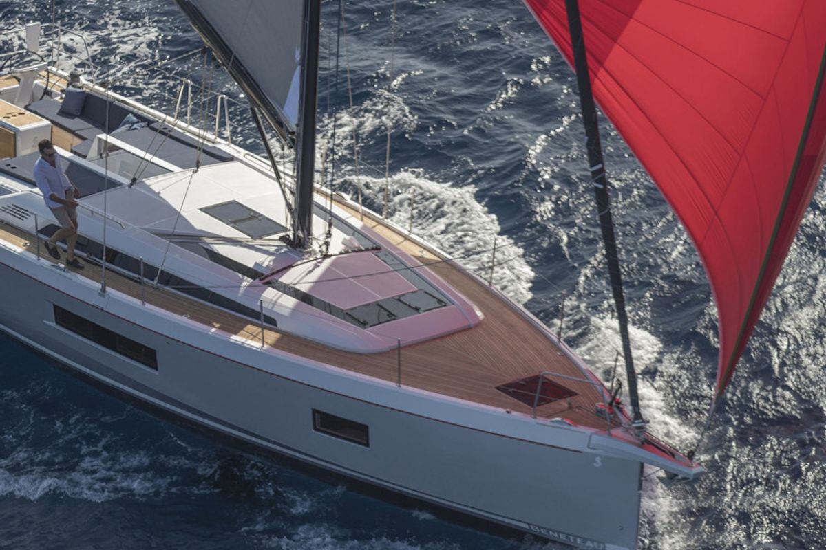 Exterior view of Mythodea, a Beneteau Oceanis 51.1 sailboat at Athens, Greece