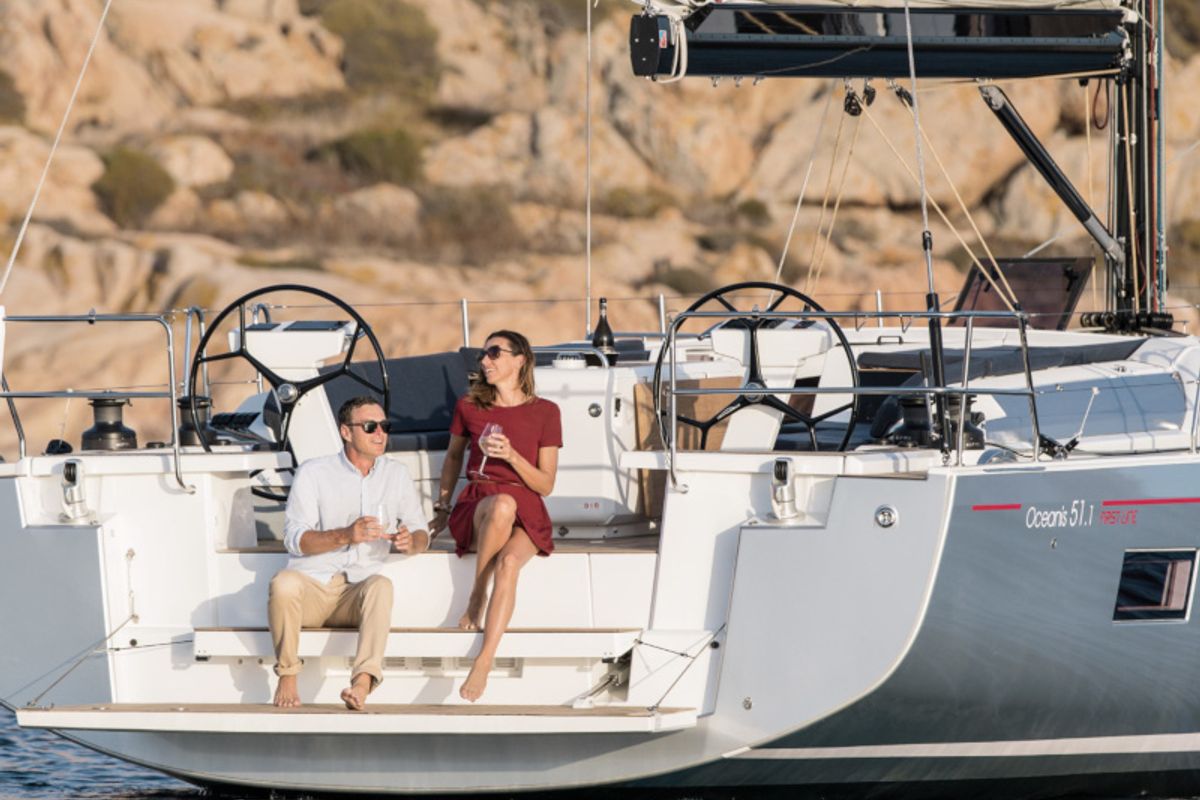 Deck of Mythodea, a Beneteau Oceanis 51.1 sailboat at Athens, Greece