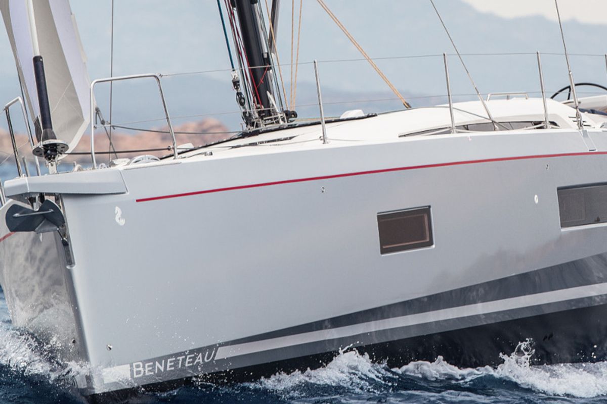 Exterior view of Mythodea, a Beneteau Oceanis 51.1 sailboat at Athens, Greece