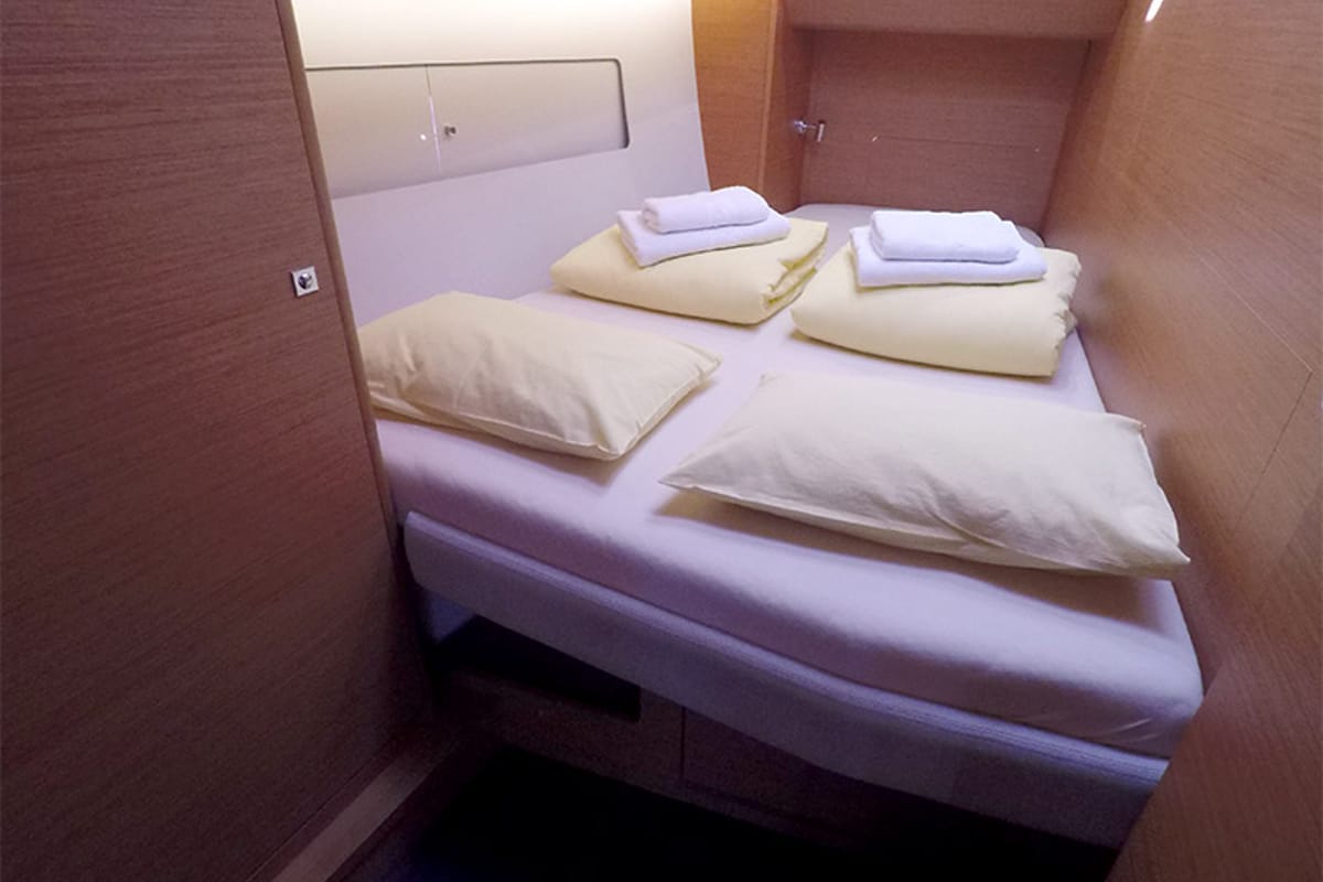Cabin on Avanti, a Dufour 470 sailboat at Grad Šibenik, Croatia