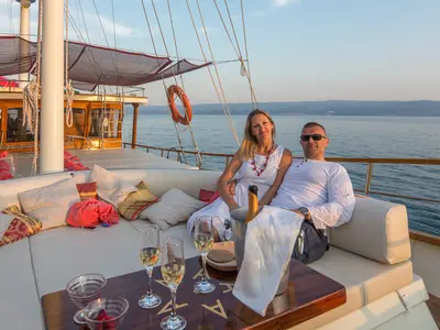 Deck of Altair, a Gulet Gulet gulet at Split, Croatia