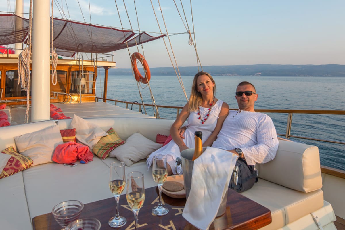 Deck of Altair, a Gulet Gulet gulet at Split, Croatia