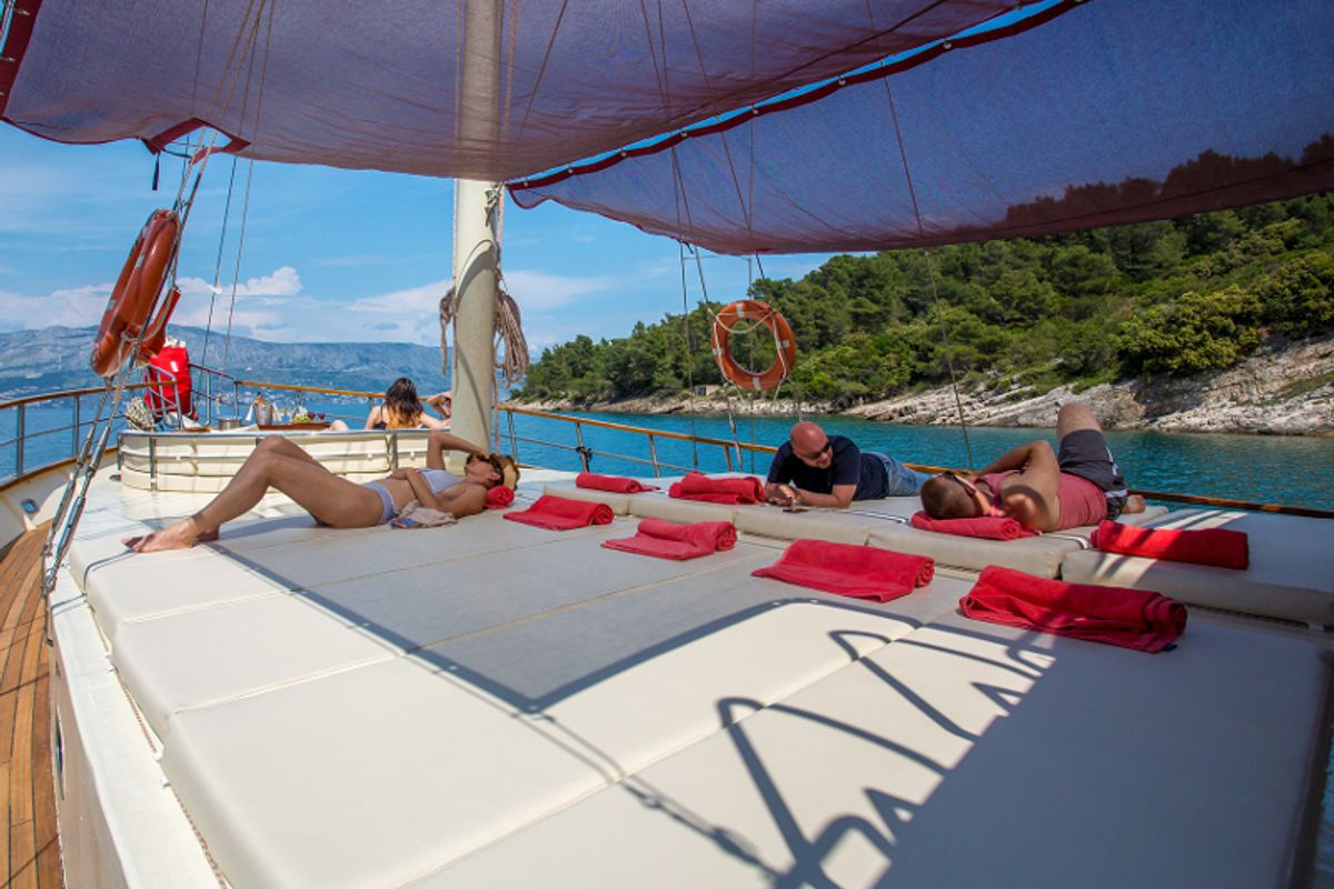 Deck of Altair, a Gulet Gulet gulet at Split, Croatia