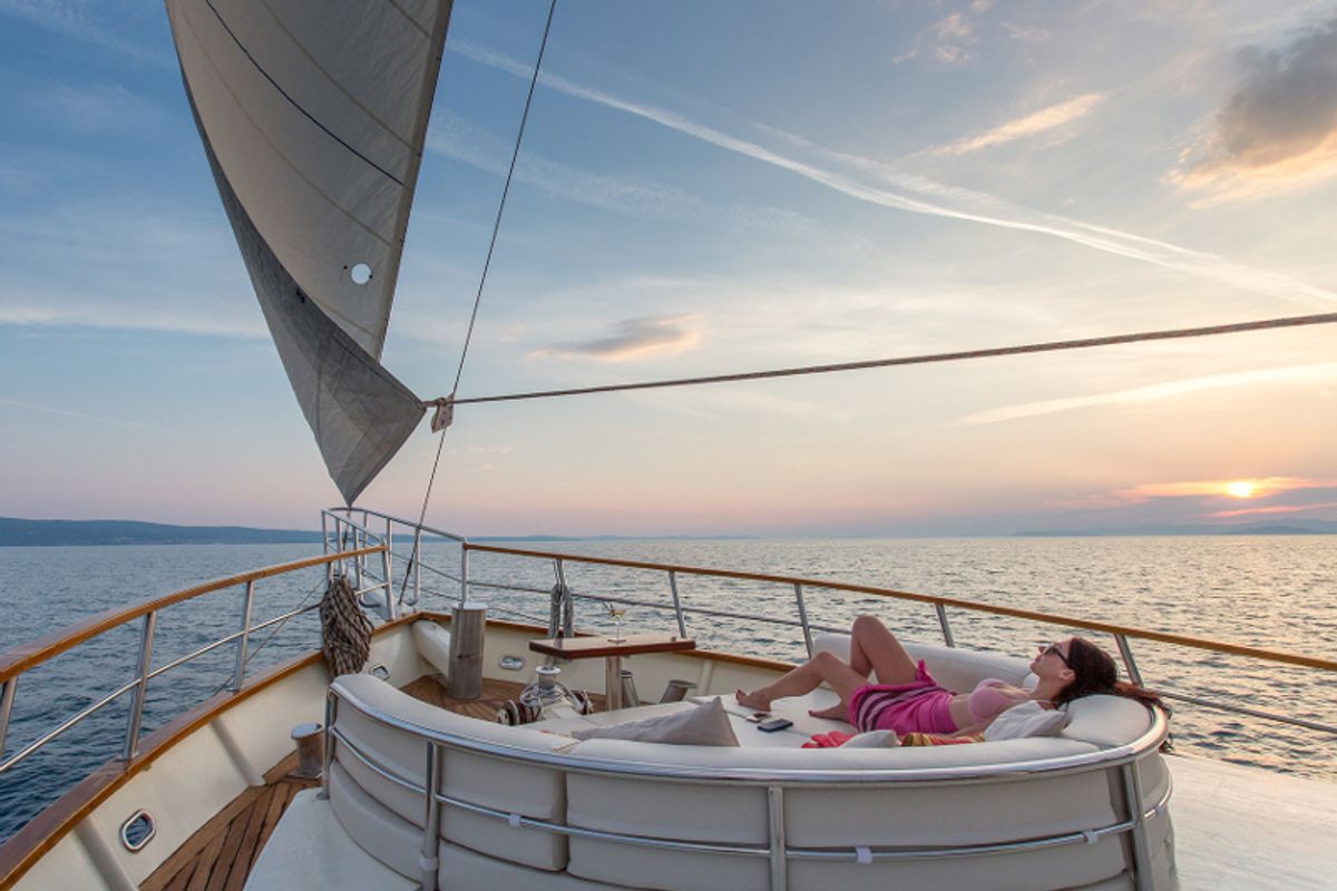 Deck of Altair, a Gulet Gulet gulet at Split, Croatia