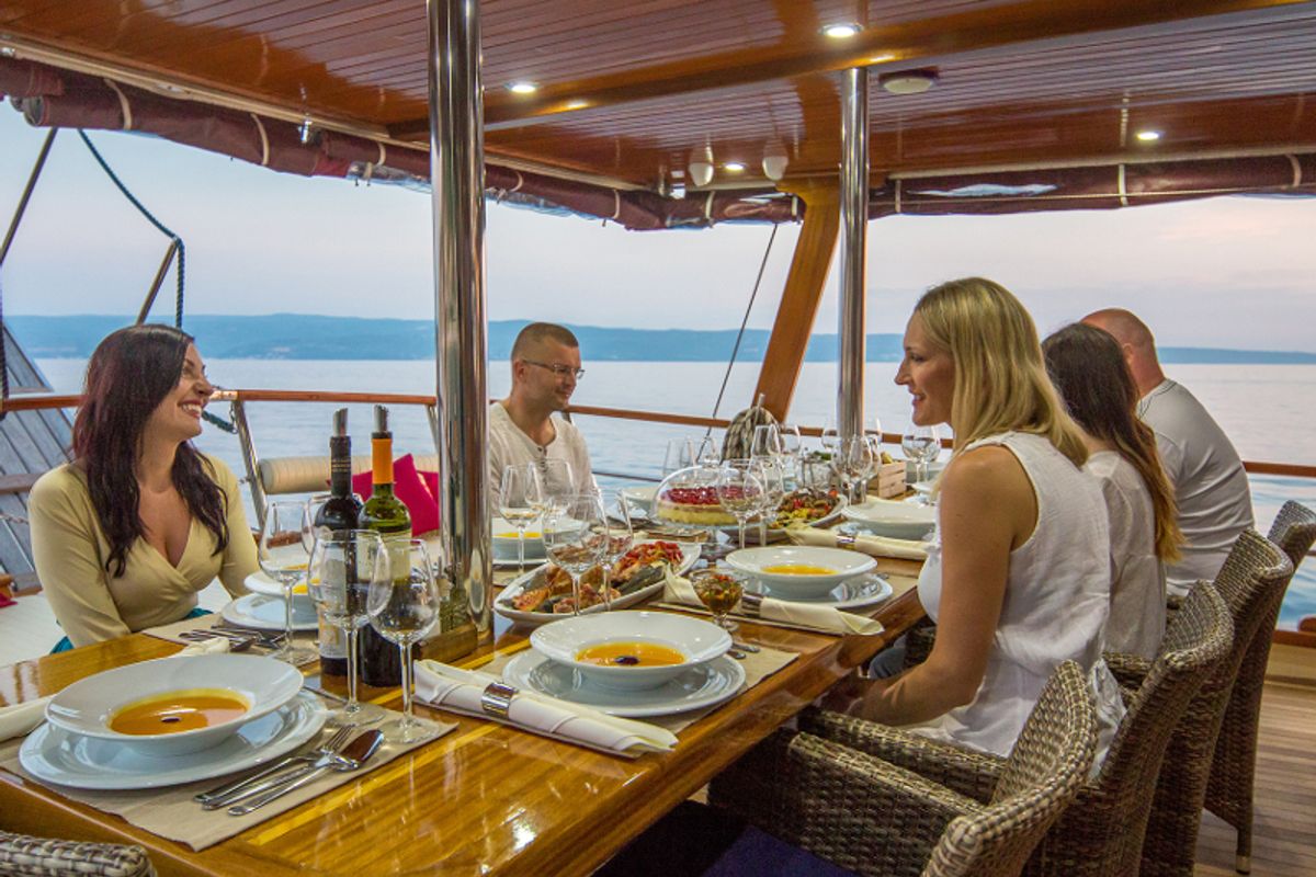 Deck of Altair, a Gulet Gulet gulet at Split, Croatia