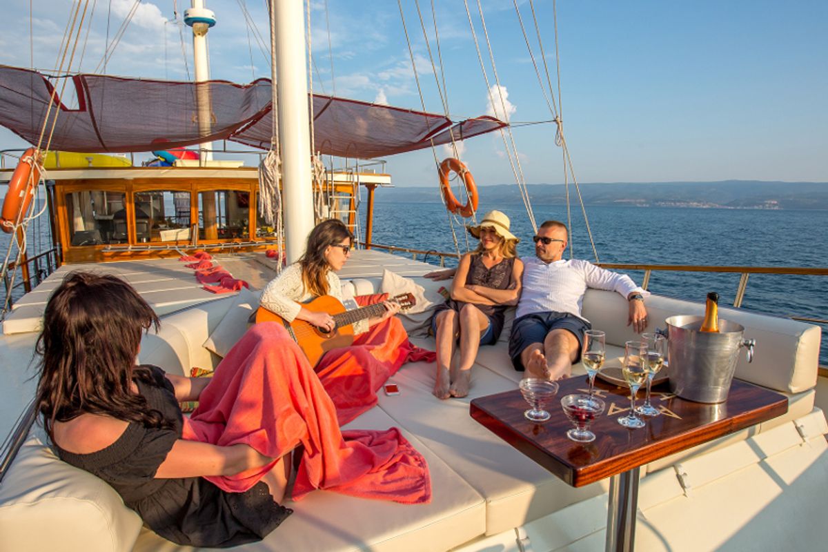 Deck of Altair, a Gulet Gulet gulet at Split, Croatia