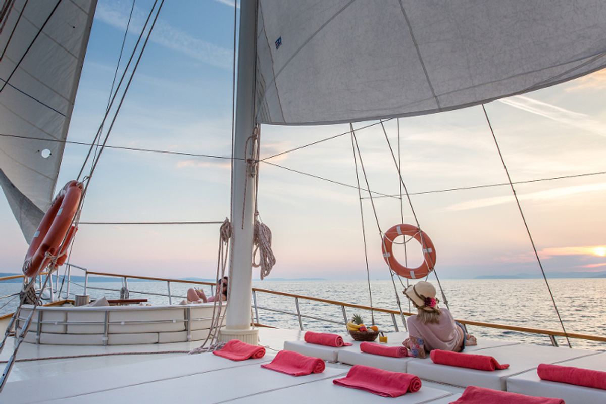 Deck of Altair, a Gulet Gulet gulet at Split, Croatia