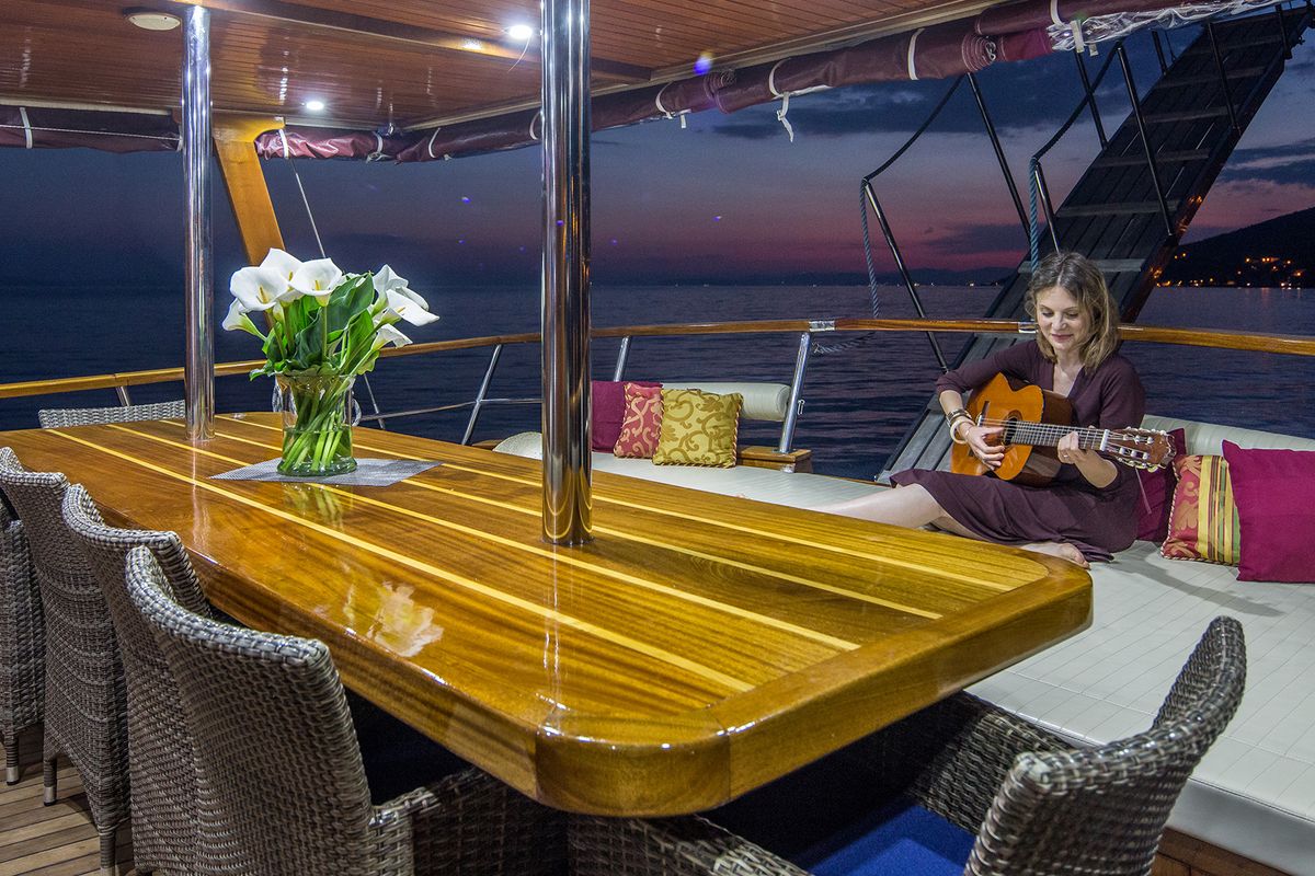 Deck of Altair, a Gulet Gulet gulet at Split, Croatia