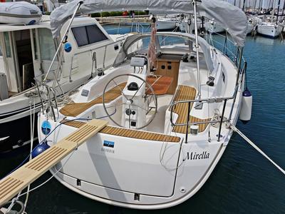 Deck of Mirella, a Bavaria Cruiser 33 sailboat at Općina Sukošan, Croatia