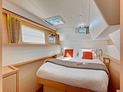 Cabin on Maja, a Lagoon 450 Fly catamaran at Grimaud, France