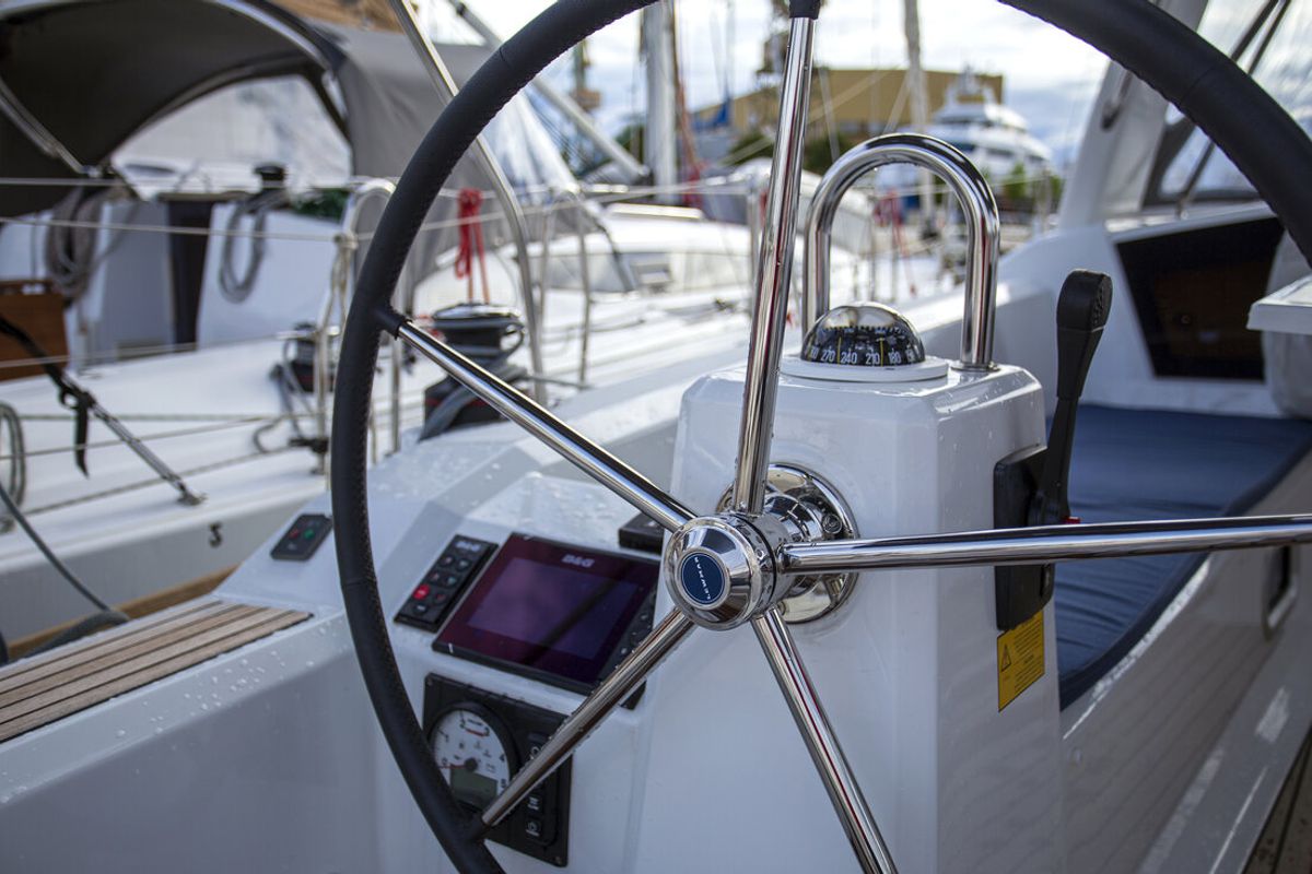Cockpit of Bellagio, a Beneteau Oceanis 38.1 sailboat at Zadar, Croatia