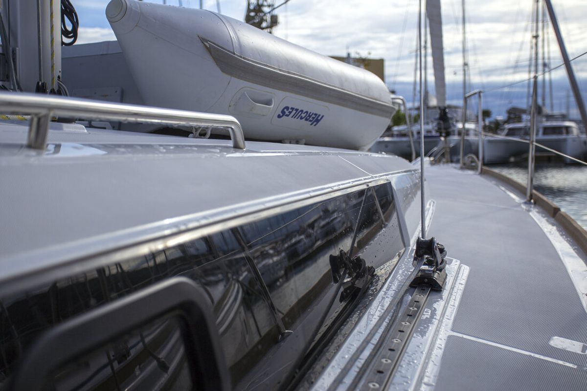 Deck of Bellagio, a Beneteau Oceanis 38.1 sailboat at Zadar, Croatia
