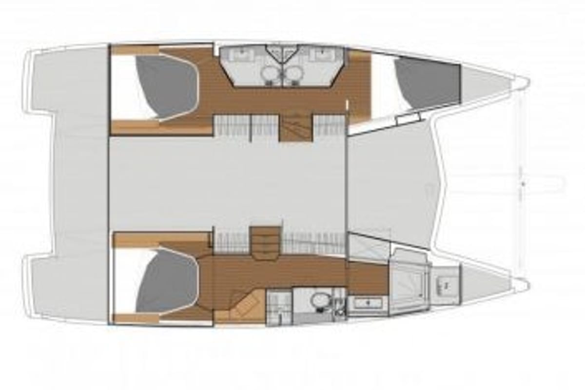 Floor plan of Joy, a Fountaine Pajot Lucia 40 catamaran at Grimaud, France