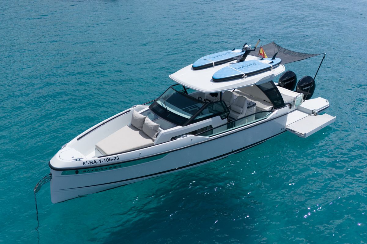 Dry Martini, a Saxdor Yachts Saxdor 320 GTO motorboat at Ibiza, Spain