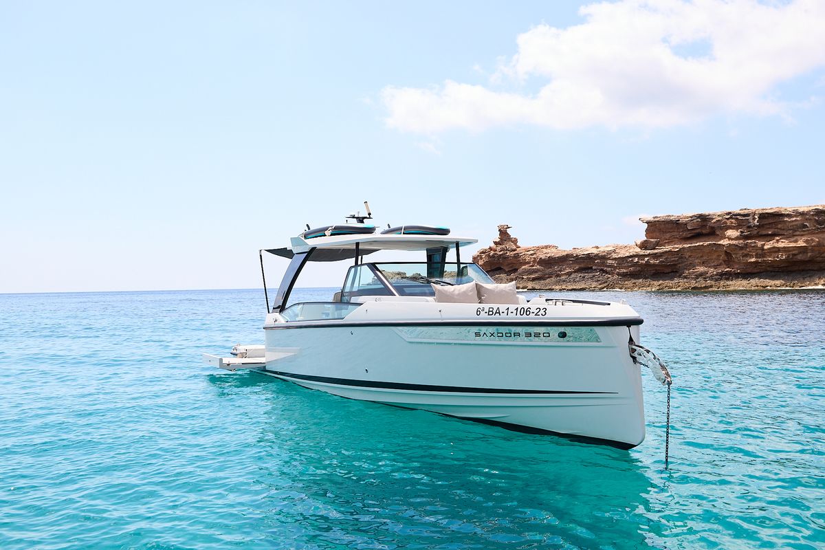 Dry Martini, a Saxdor Yachts Saxdor 320 GTO motorboat at Ibiza, Spain