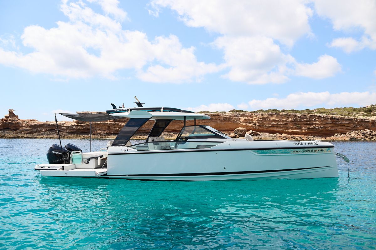 Dry Martini, a Saxdor Yachts Saxdor 320 GTO motorboat at Ibiza, Spain