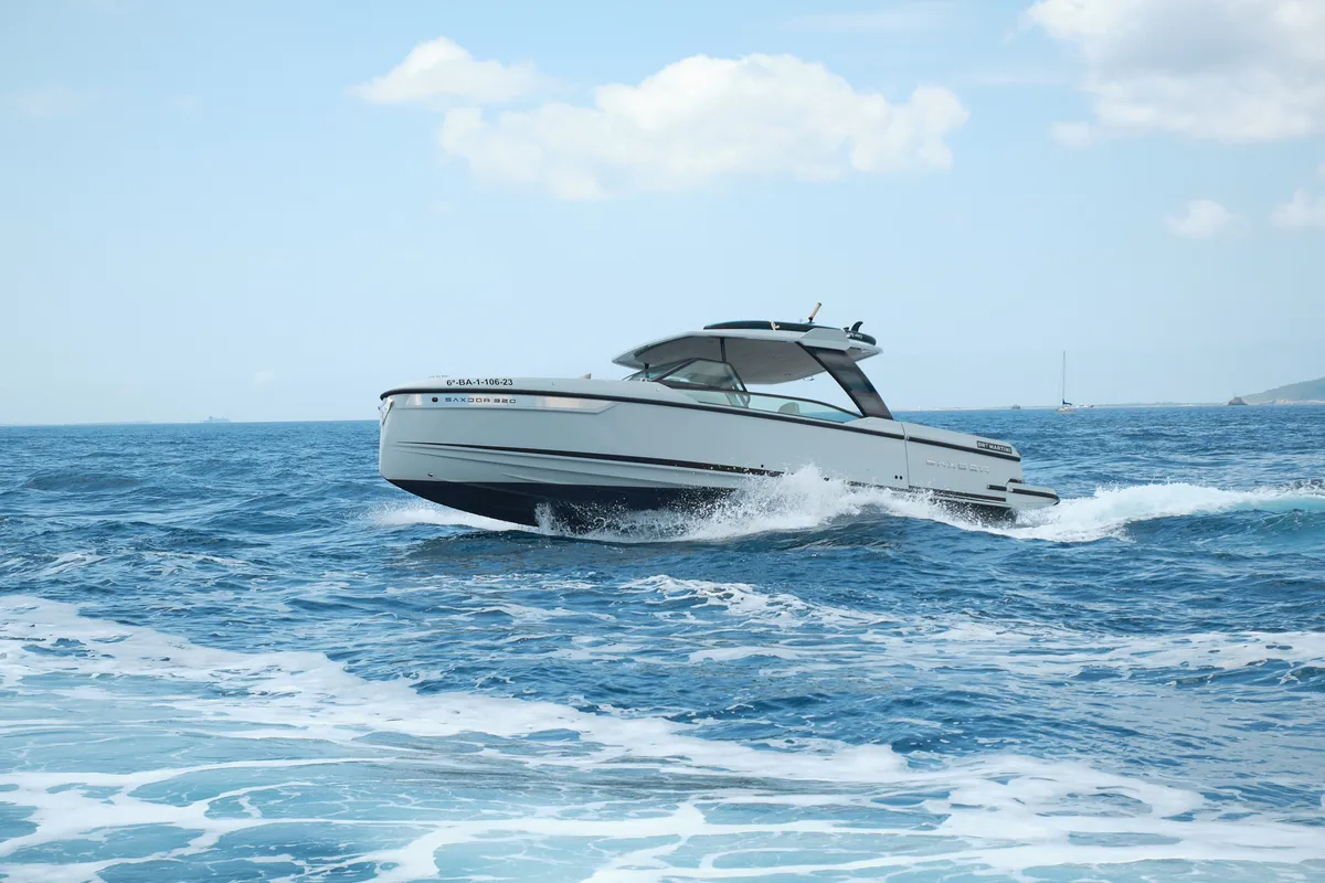 Dry Martini, a Saxdor Yachts Saxdor 320 GTO motorboat at Ibiza, Spain