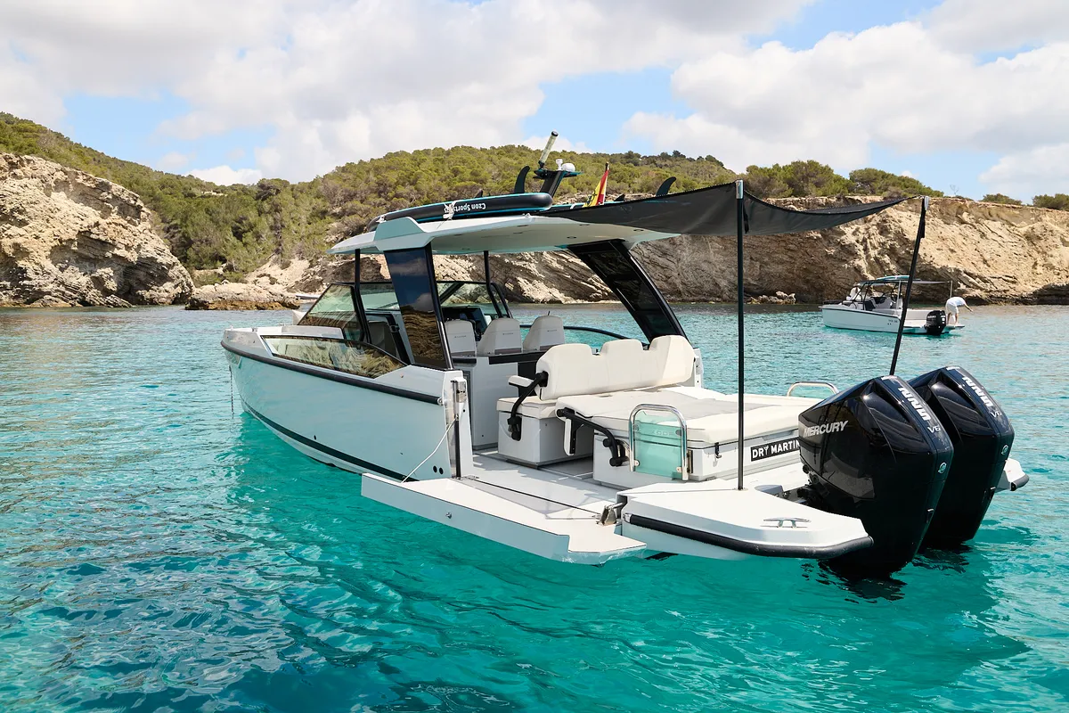 Dry Martini, a Saxdor Yachts Saxdor 320 GTO motorboat at Ibiza, Spain