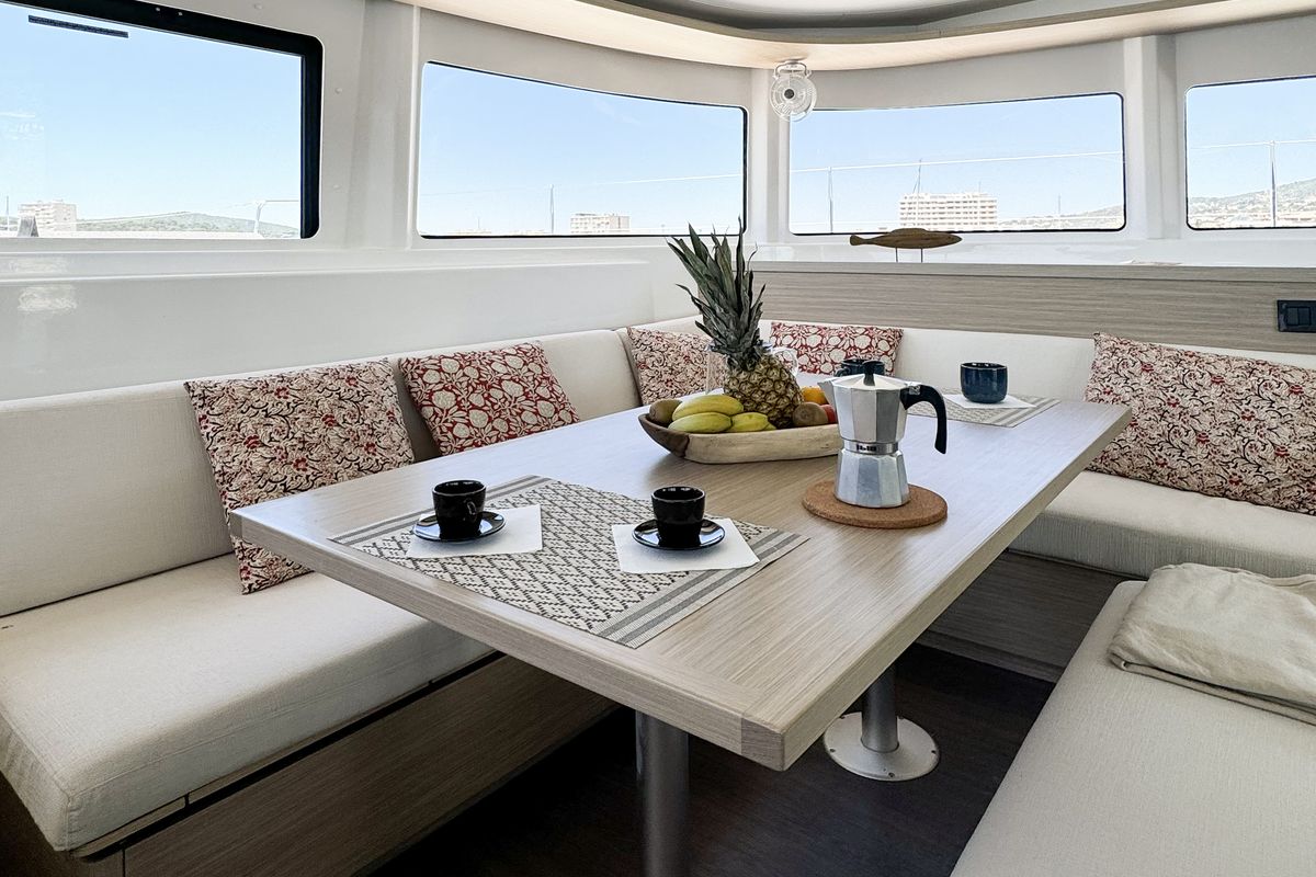 Salon of Yoff, a Lagoon 46 catamaran at Ajaccio, France