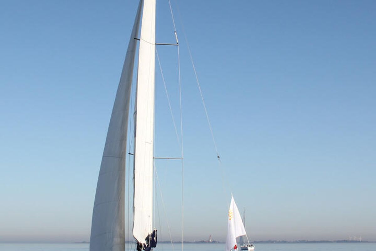 Exterior view of Moulin Rouge, a Jeanneau Sun Odyssey 40 sailboat at Barth, Germany