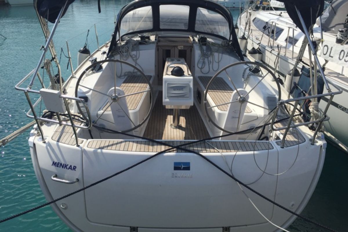 Cabin on Menkar, a Bavaria Cruiser 37 sailboat at Olbia, Italy