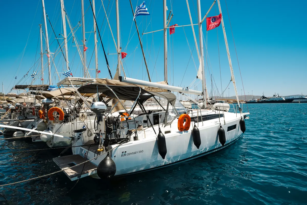 Salon of NorthWind 35, a Jeanneau Sun Odyssey 350 sailboat at Preveza, Greece