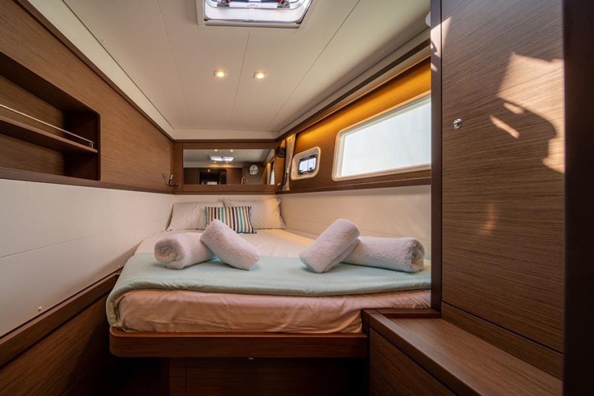 Cabin on Annie, a Lagoon 450 F catamaran at Athens, Greece