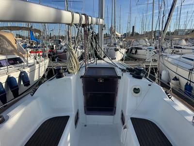 Deck of Barboat, a Beneteau First 30 sailboat at La Rochelle, France