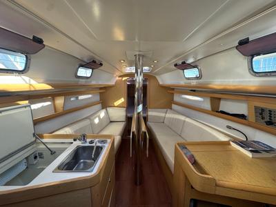 Salon of Barboat, a Beneteau First 30 sailboat at La Rochelle, France