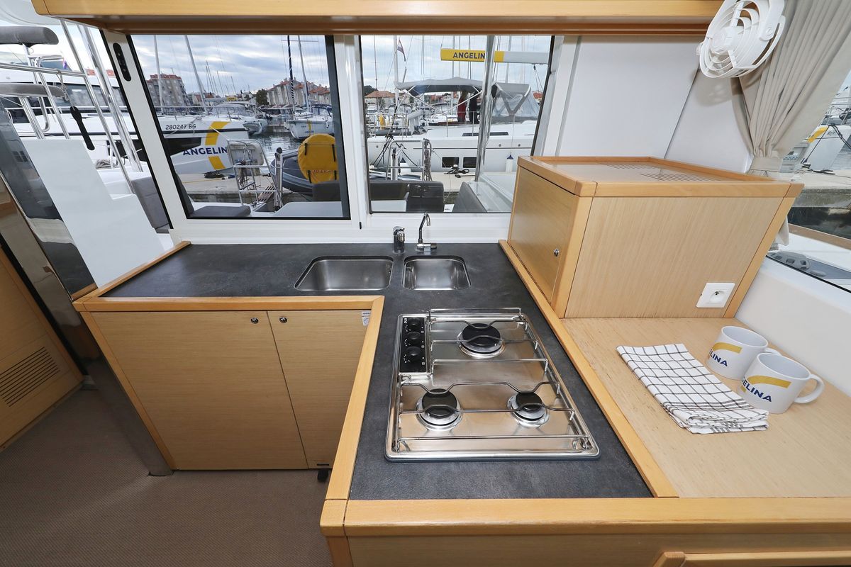 Galley of Lilla V, a Lagoon 39 catamaran at Grad Biograd na Moru, Croatia