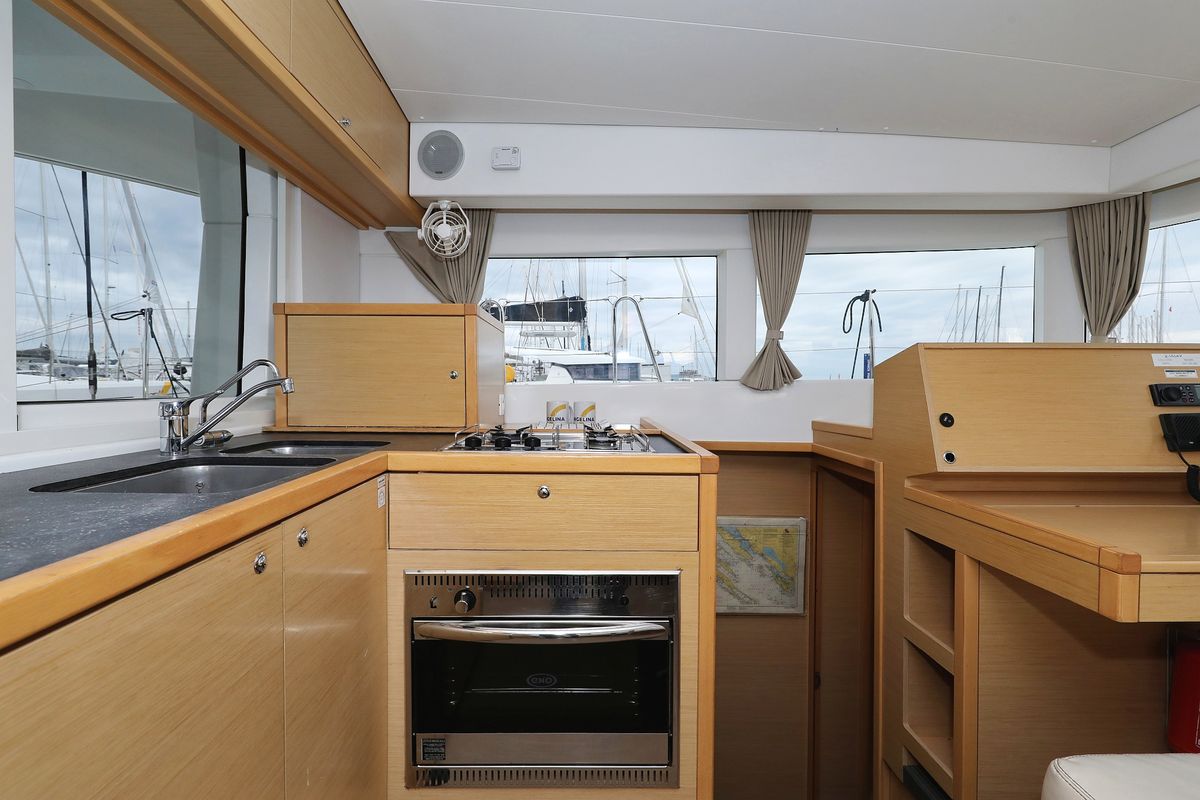 Galley of Lilla V, a Lagoon 39 catamaran at Grad Biograd na Moru, Croatia