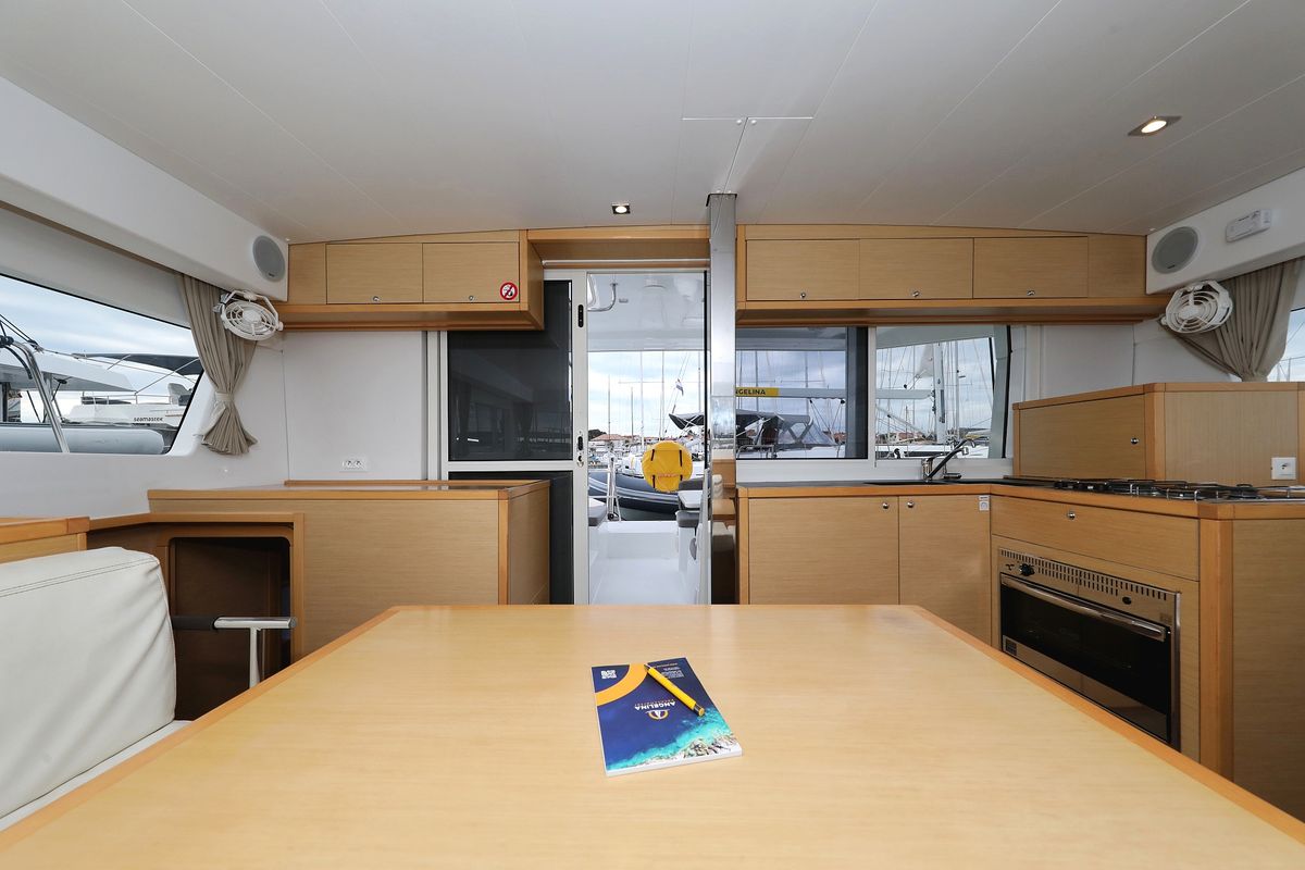 Galley of Lilla V, a Lagoon 39 catamaran at Grad Biograd na Moru, Croatia