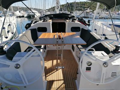 Cockpit of Top Secret, a Elan Impression 40.1 sailboat at Primošten, Croatia