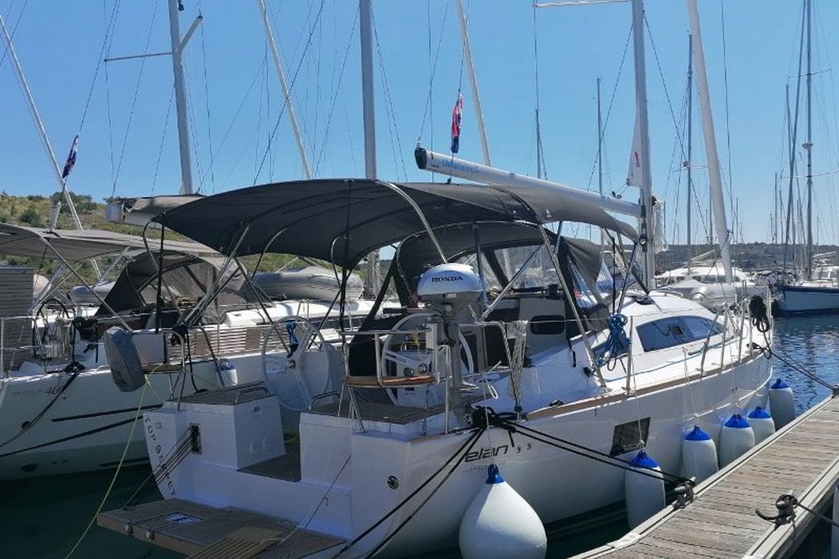 Exterior view of Top Secret, a Elan Impression 40.1 sailboat at Primošten, Croatia