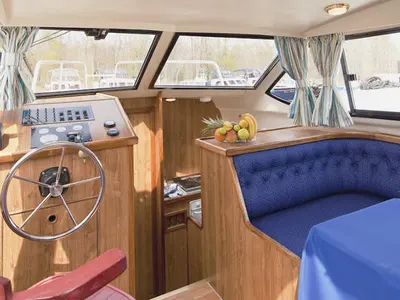 Cockpit of Royal Classique - Comfort 12, a Cygnet Royal Classique motorboat at Vinkeveen, Netherlands