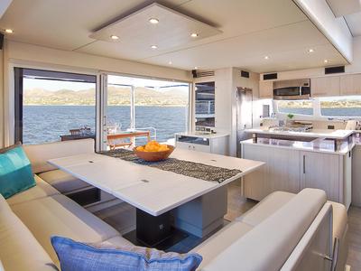 Salon of Moorings 5800 Crewed, a Leopard 58 catamaran at Road Town, British Virgin Islands