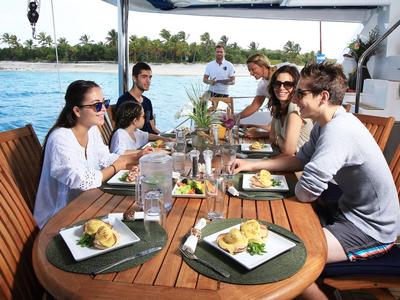 Deck of Moorings 5800 Crewed, a Leopard 58 catamaran at Road Town, British Virgin Islands